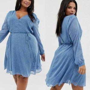 ASOS - Glamorous Curve Tea Dress with Tie Waist in Polka Dot